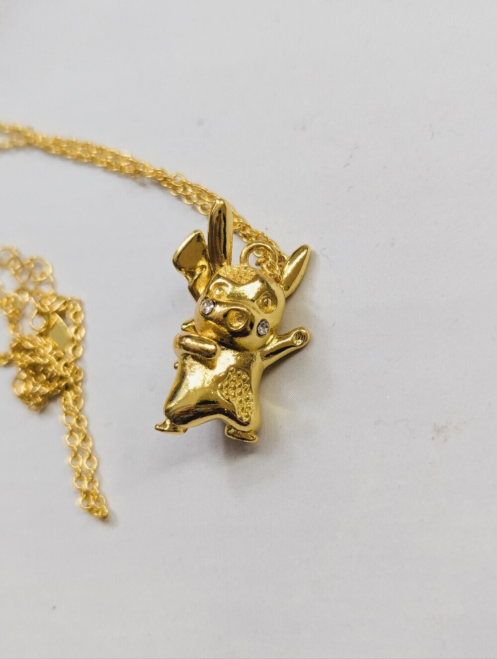Hard to Find Pokemon Inspired Gold Pikachu Pendant Necklace 18K Gold Jewelry